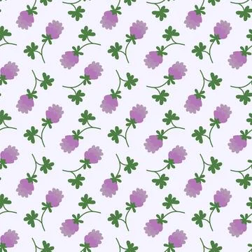 Seamless vector floral pattern with flower clover. Trefoil illustration. Stock Illustration