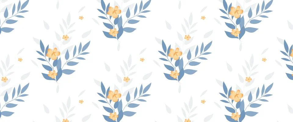 Seamless vector floral pattern with grass ornament. doodle style Stock Illustration