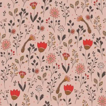 Seamless vector floral pattern Stock Illustration