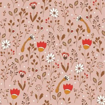 Seamless vector floral pattern Stock Illustration