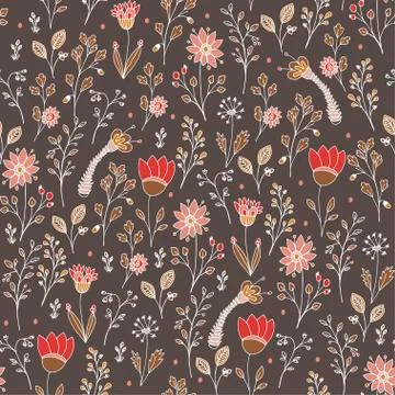 Seamless vector floral pattern Stock Illustration