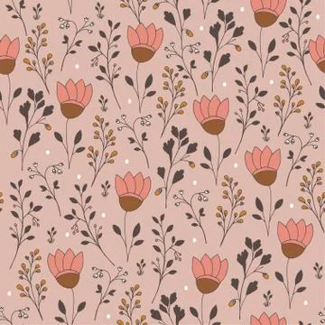 Seamless vector floral pattern Stock Illustration