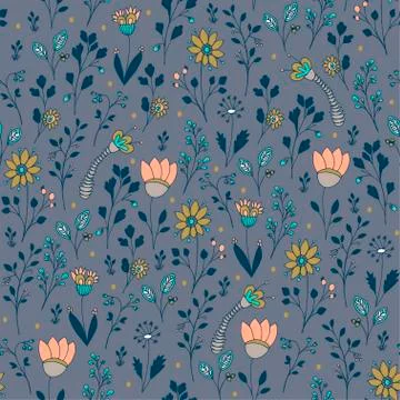 Seamless vector floral pattern Stock Illustration