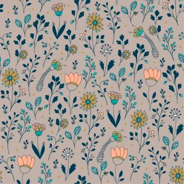 Seamless vector floral pattern Stock Illustration