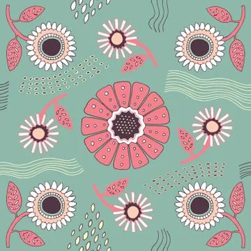 Seamless vector floral pattern. Stock Illustration