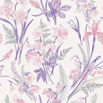 Seamless vector floral pattern. Illustrazione stock