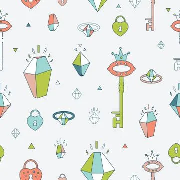 Seamless vector floral pattern isolated on white cute keys, lett Stock Illustration