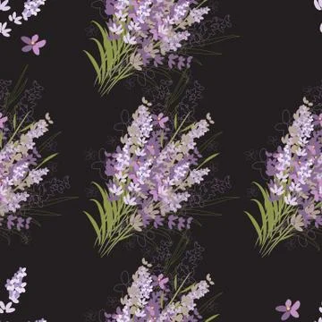Seamless vector floral pattern with lavender flowers Stock Illustration