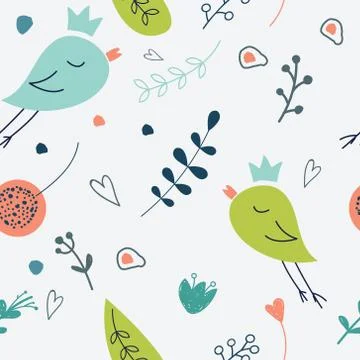 Seamless vector floral pattern. Love illustration of cute  flowe Stock Illustration