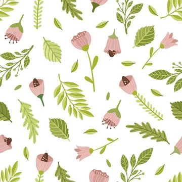 Seamless vector floral pattern, spring, summer backdrop. Hand drawn surface Stock Illustration