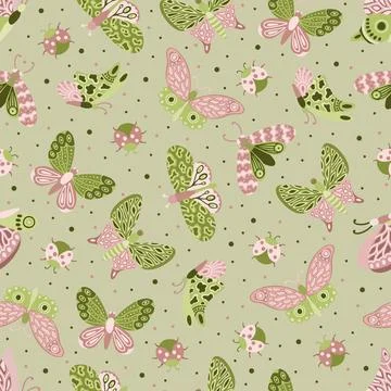 Seamless vector floral pattern, spring, summer backdrop. Hand drawn surface Illustrazione stock