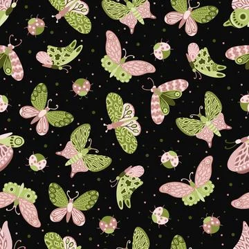 Seamless vector floral pattern, spring, summer backdrop. Hand drawn surface Stock Illustration