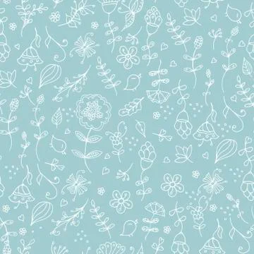 Seamless vector floral pattern, spring,summer backdrop. Hand drawn surface Stock Illustration