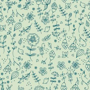 Seamless vector floral pattern, spring,summer backdrop. Hand drawn surface Stock Illustration