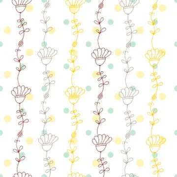 Seamless vector floral pattern, spring,summer backdrop. Hand drawn surface Stock Illustration