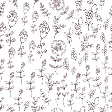 Seamless vector floral pattern, spring,summer backdrop. Hand drawn surface Stock Illustration