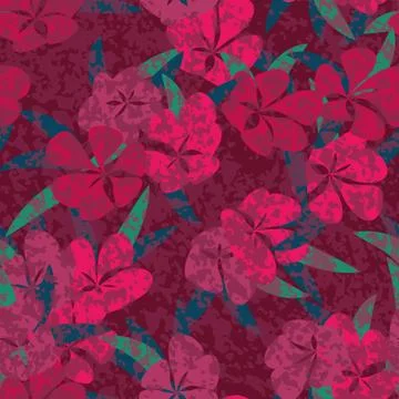 Seamless vector floral pattern in tyrian purple and pink Stock Illustration