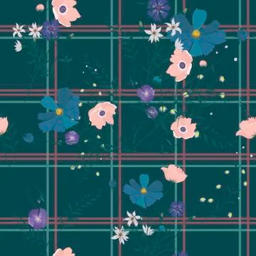 Seamless vector floral pattern with wild flowers Illustrazione stock