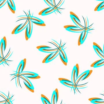 Seamless vector floral polka dot retro geometric pattern. Mid century modern イラスト素材