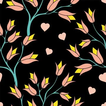 Seamless vector flower design pattern Stock Illustration