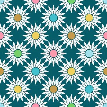 Seamless vector flower pattern. Colored geometric elements Stock Illustration