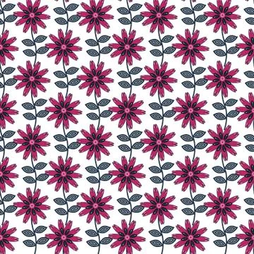 Seamless vector flower pattern in folk art style Stock Illustration