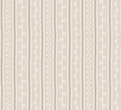 Seamless vector folk pattern. Twigs lines and zigzags background Stock Illustration