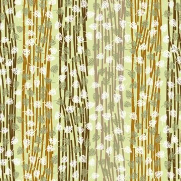 Seamless vector forest themed pattern with leaves Stock Illustration