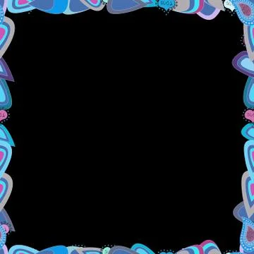 Seamless. Vector. Foursquare frames doodles. Picture in gray, blue and black col Illustrazione stock