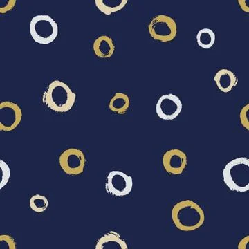 Seamless vector free hand doodle circle texture, dry brush ink art Stock Illustration