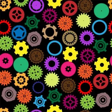 Seamless vector gear and cogwheel retro color Stock Illustration