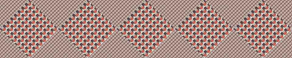 Seamless vector in geometric patchwork quilt tile border pattern. Mid century Stock Illustration