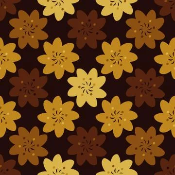 Seamless vector geometric pattern with flowers in rusty colors Stock Illustration