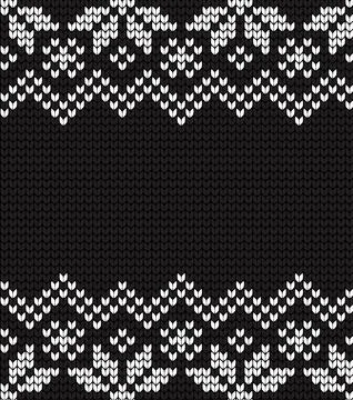 Seamless vector geometric pattern knitted black and white Stock Illustration