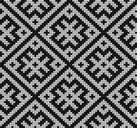 Seamless vector geometric pattern knitted black and white Stock Illustration