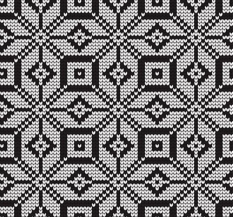 Seamless vector geometric pattern knitted black and white Stock Illustration
