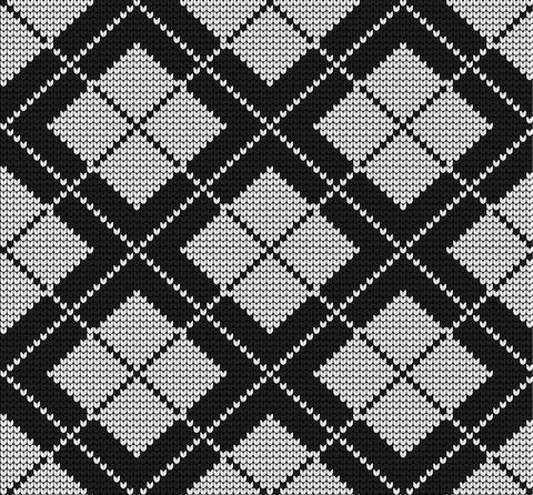 Seamless vector geometric pattern knitted black and white Illustrazione stock