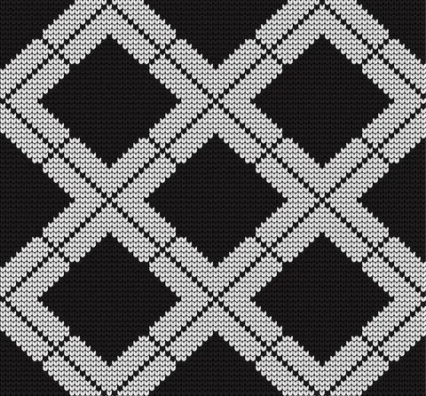 Seamless vector geometric pattern knitted black and white Stock Illustration