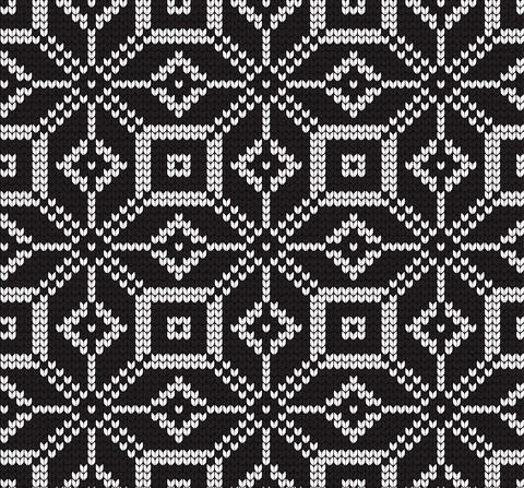 Seamless vector geometric pattern knitted black and white Illustrazione stock