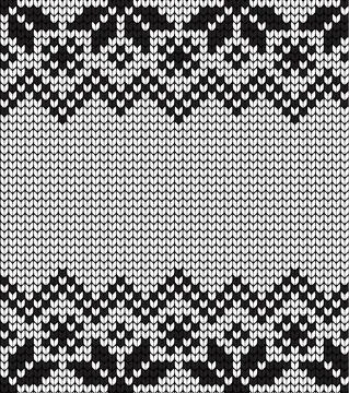Seamless vector geometric pattern knitted black and white Illustrazione stock