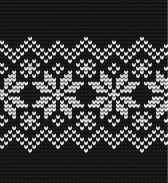 Seamless vector geometric pattern knitted black and white Stock-Illustration