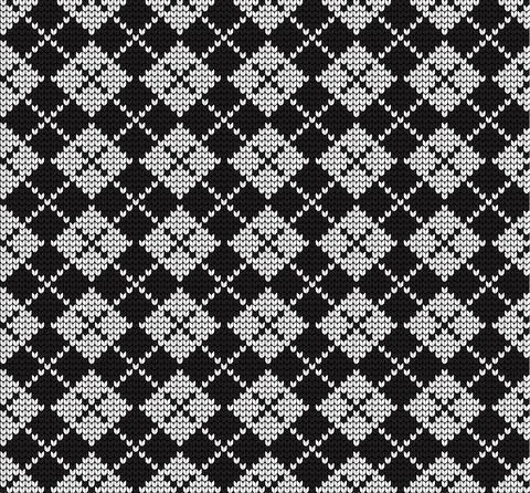 Seamless vector geometric pattern knitted black and white Illustrazione stock