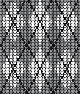 Seamless vector geometric pattern knitted black and white Illustrazione stock