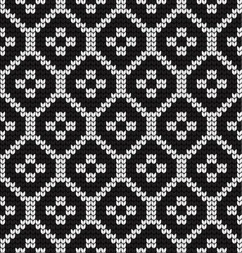 Seamless vector geometric pattern knitted black and white Illustrazione stock