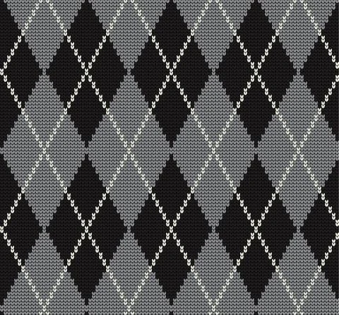 Seamless vector geometric pattern knitted black and white Stock-Illustration