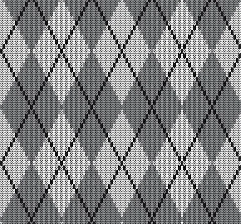Seamless vector geometric pattern knitted black and white Stock Illustration