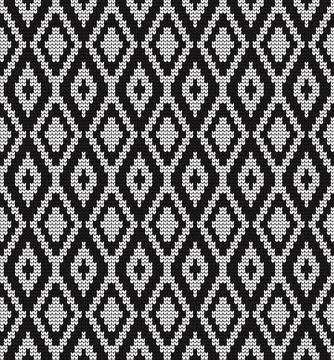 Seamless vector geometric pattern knitted black and white Illustrazione stock