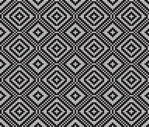 Seamless vector geometric pattern knitted black and white Illustrazione stock