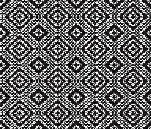 Seamless vector geometric pattern knitted black and white Illustrazione stock
