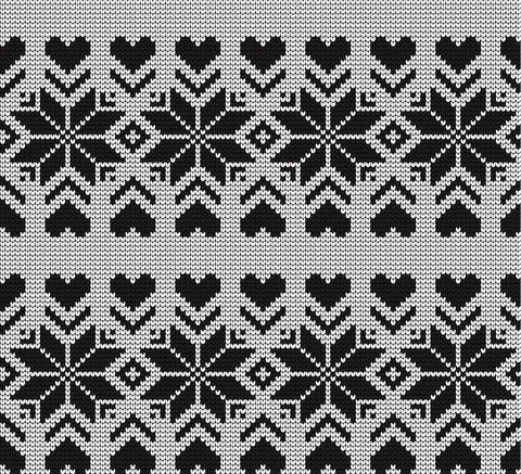 Seamless vector geometric pattern knitted black and white Stock-Illustration